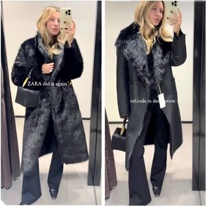 Zara Reversible Faux Fur Double Faced Coat Black